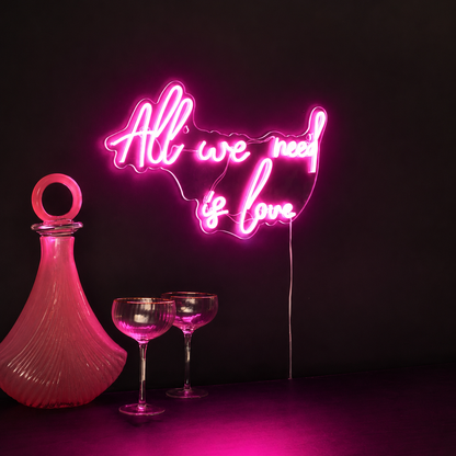 All We Need Is Love Acrylic LED Neon Sign - 05 Color Grid