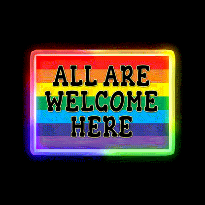 All Welcome Here Yard Sign Or Poster Welcome Led Neon Sign Open Sign Rgb Color - LED neon sign close-up detail