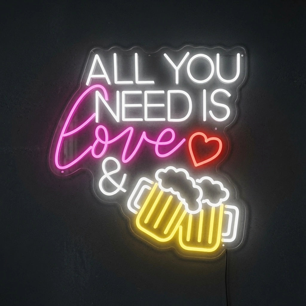 All You Need Is Love And Beer LED Neon Sign - 01 Original Product Image