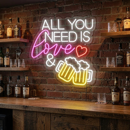All You Need Is Love And Beer LED Neon Sign - 03 Real Lifestyle Scene