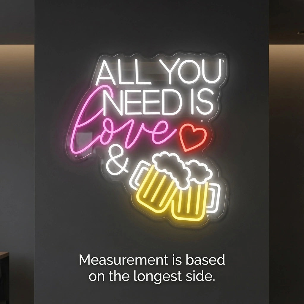 All You Need Is Love And Beer LED Neon Sign - 04 Size Image