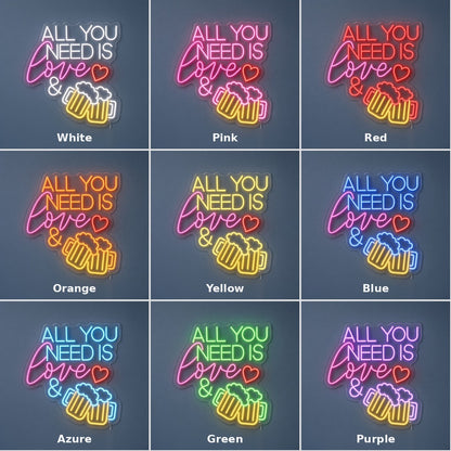 All You Need Is Love & Beer LED Neon Sign