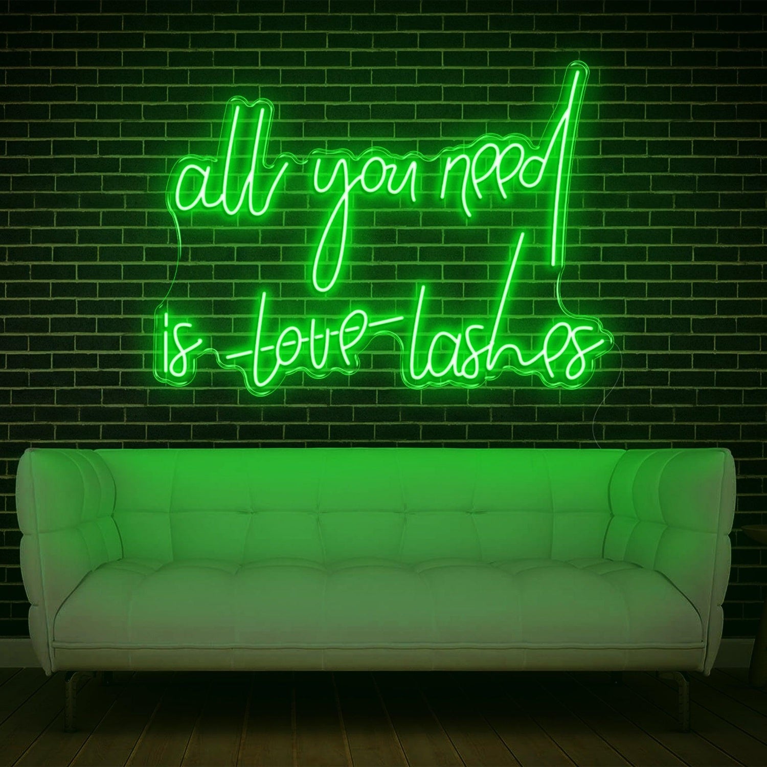 All You Need Is Love Lashes Green Led Neon Sign Beauty Salon Decor | Shineneon