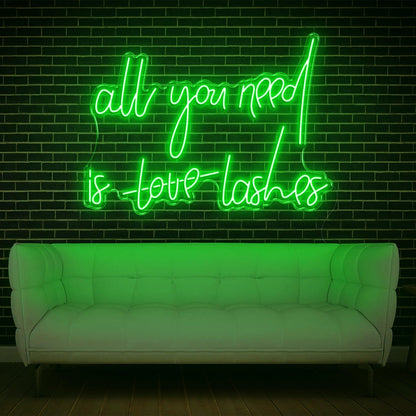 All You Need Is Love Lashes Green Led Neon Sign Beauty Salon Decor | Shineneon