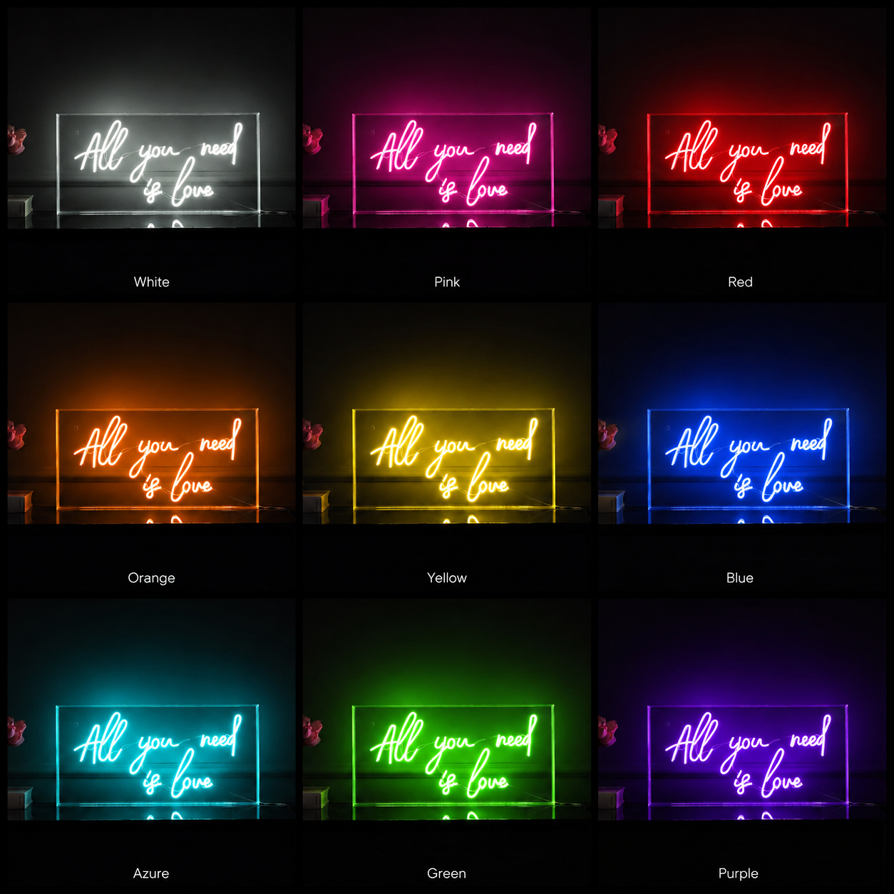 All You Need Is Love LED Neon Sign Home Wall Art Wall Neon Sign - 05 Color Grid
