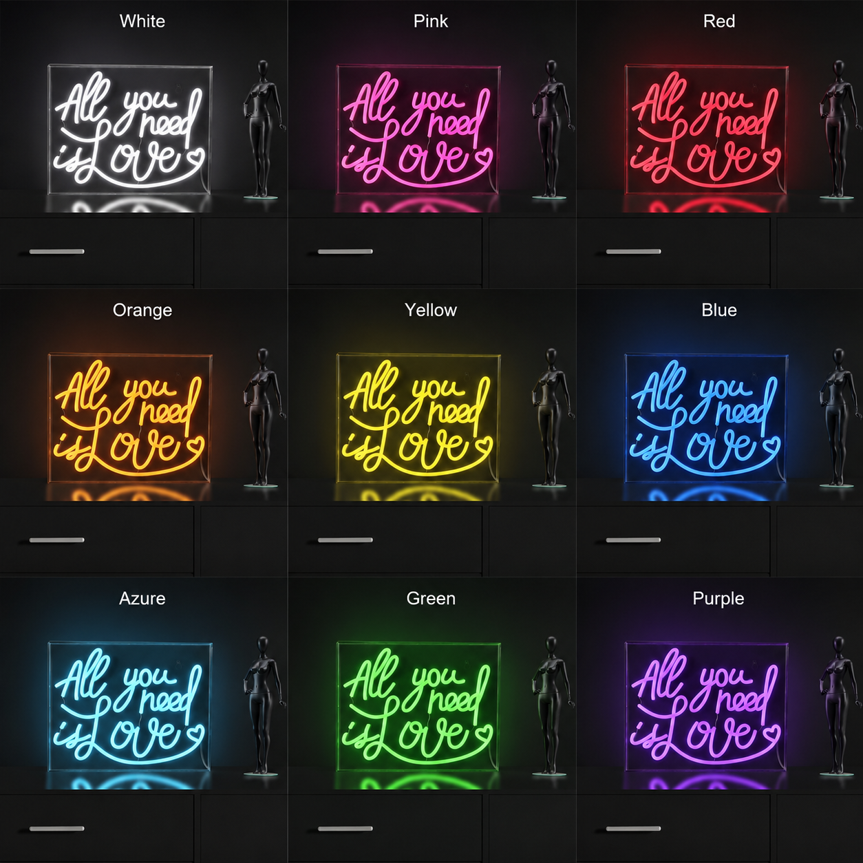 All You Need Is Love LED Neon Sign Living Room Decor - 05 Color Grid
