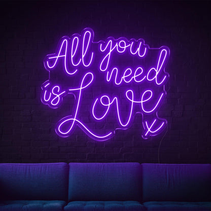 All You Need Is Love Purple Led Neon Sign For Home Cafe Bar Decor | Shineneon