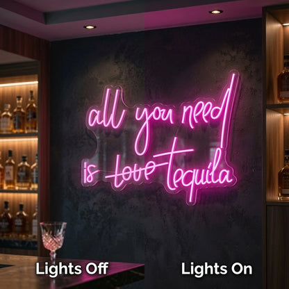 All You Need Is Tequila LED Neon Sign - 06 Day Night Comparison