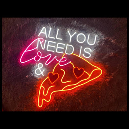 All You Need Love Pizza White Pink Orange Led Neon Sign For Home Cafe Decor | Shineneon