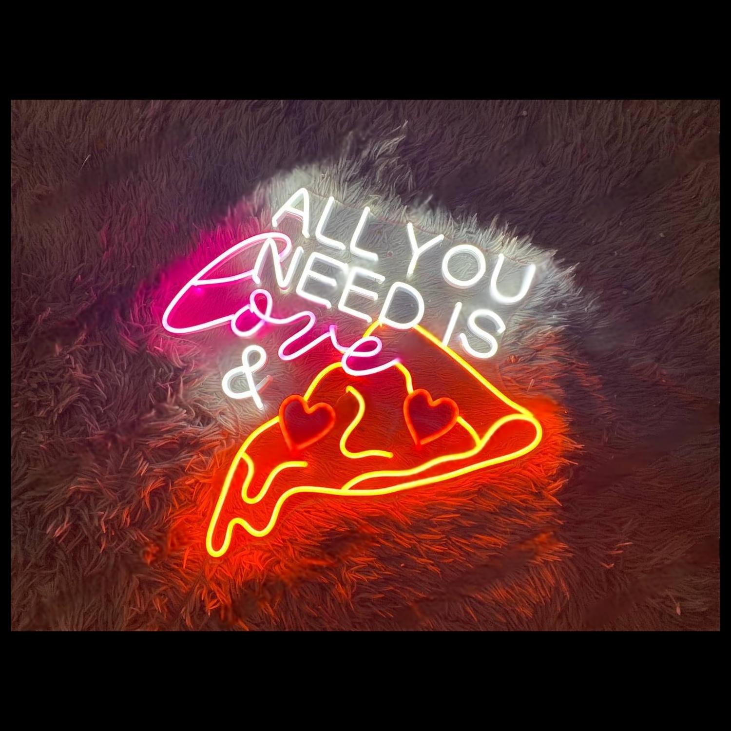 All You Need Love Pizza White Pink Orange Led Neon Sign For Home Cafe Decor | Shineneon
