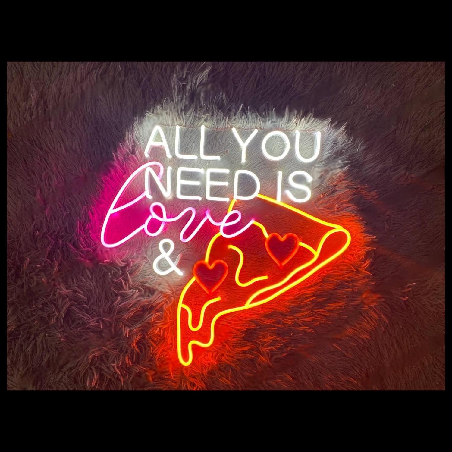 All You Need Love Pizza White Pink Orange Led Neon Sign For Home Cafe Decor | Shineneon