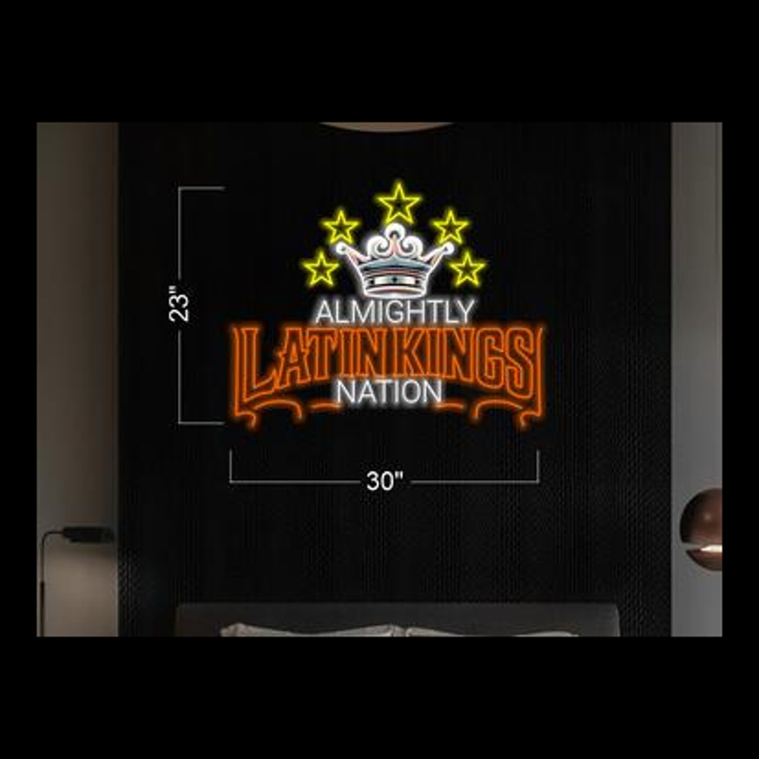 Almighty Latin Kings Crown And Stars Led Neon Sign For Bedroom Wall Decor | Shineneon