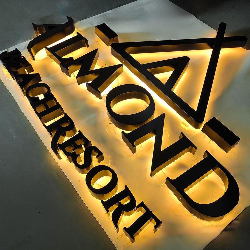 Almond Beach Resort 3D Metal Backlit Letters Business Led Sign - Shineneon