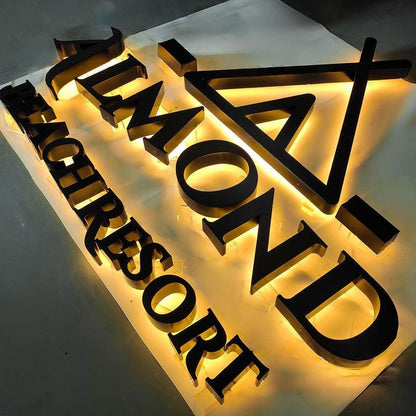 Almond Beach Resort 3D Metal Backlit Letters Business Led Sign - Shineneon