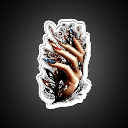 Almond Nails And Delicate Black Patterns Nail Salon Led Neon Sign Rgb Color - Shineneon