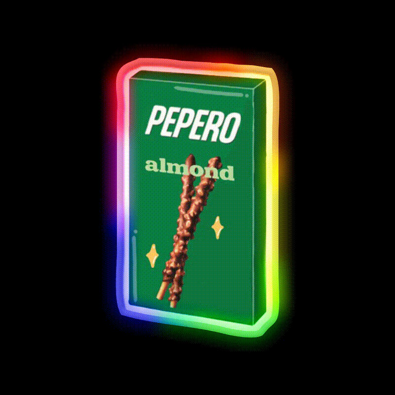 Almond Pepero Snack Food Led Neon Sign Rgb Color - LED neon sign close-up detail