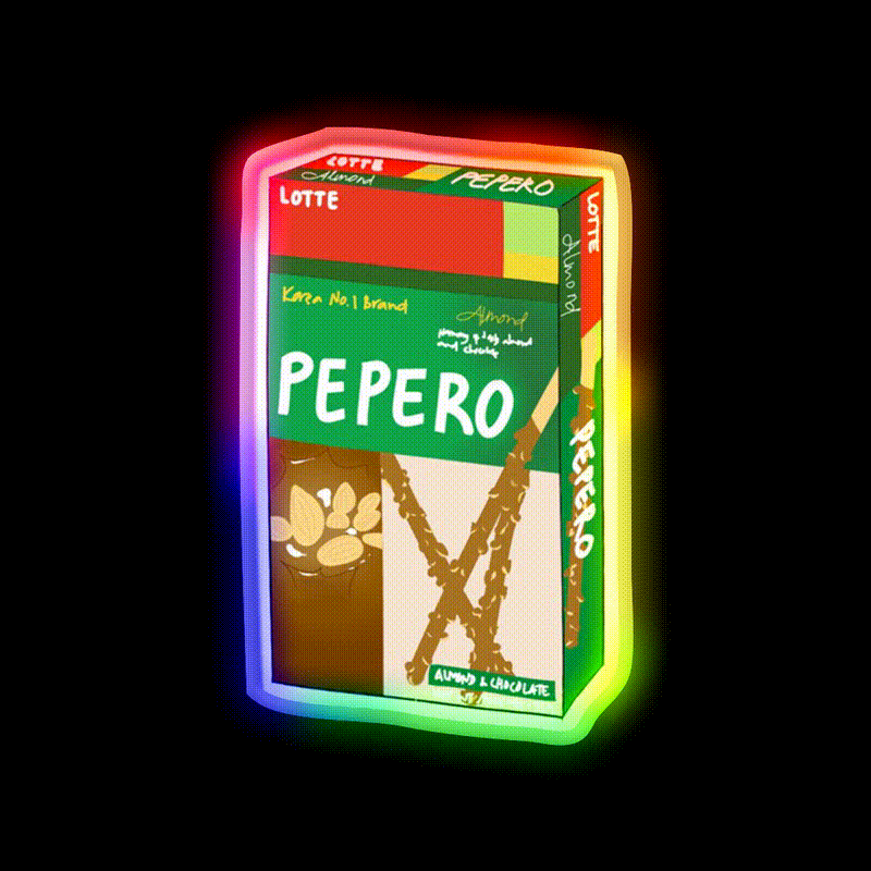 Almond Pepero Snack Food Led Neon Sign Wall Art Rgb Color - LED neon sign close-up detail