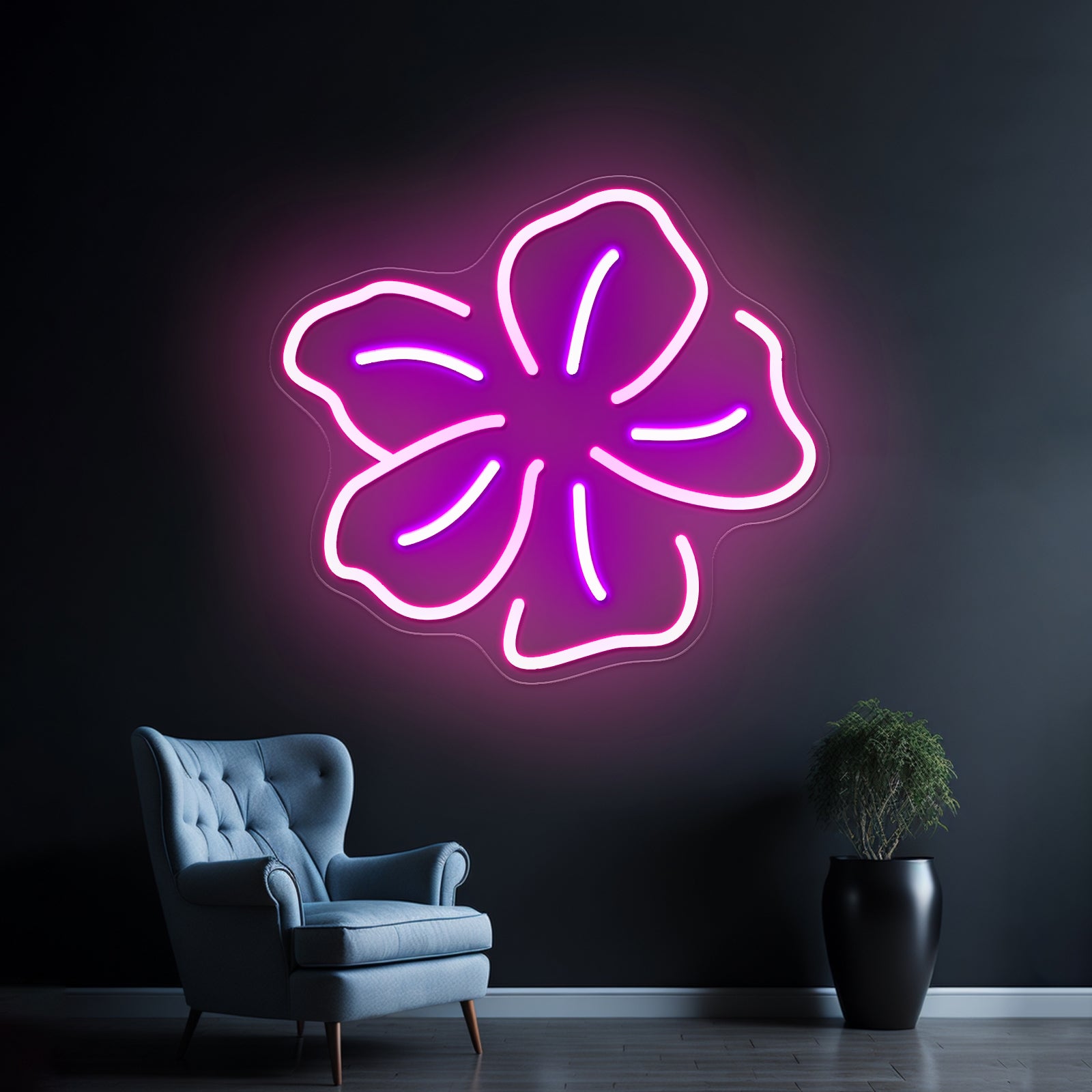 Aloha Flower Cheap Neon Sign For Bedroom - Neon sign mounted on wall in room