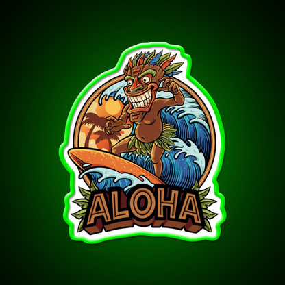 Aloha Tiki Surfer Cocktail Bar Decor Led Neon Sign Rgb Color - LED neon sign view 7