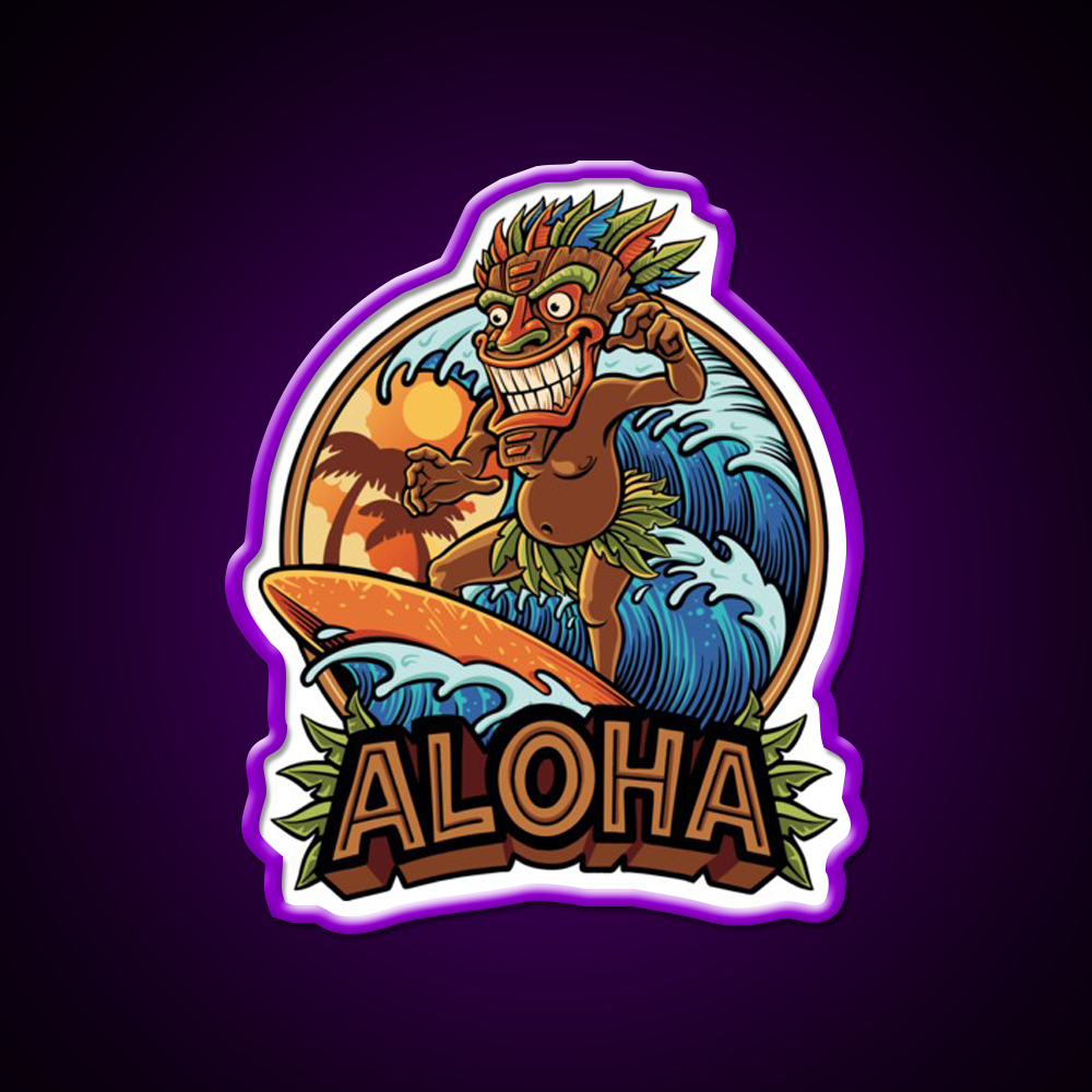 Aloha Tiki Surfer Cocktail Bar Decor Led Neon Sign Rgb Color - LED neon sign view 8