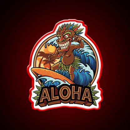 Aloha Tiki Surfer Cocktail Bar Decor Led Neon Sign Rgb Color - LED neon sign view 9