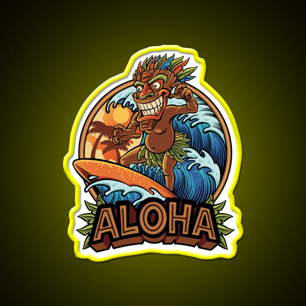 Aloha Tiki Surfer Cocktail Bar Decor Led Neon Sign Rgb Color - LED neon sign view 6