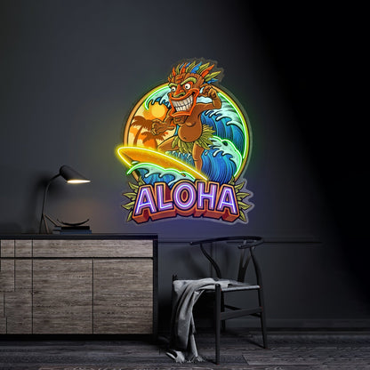Aloha Tiki Surfing Led Neon Sign Light Custom Led Signs - Shineneon