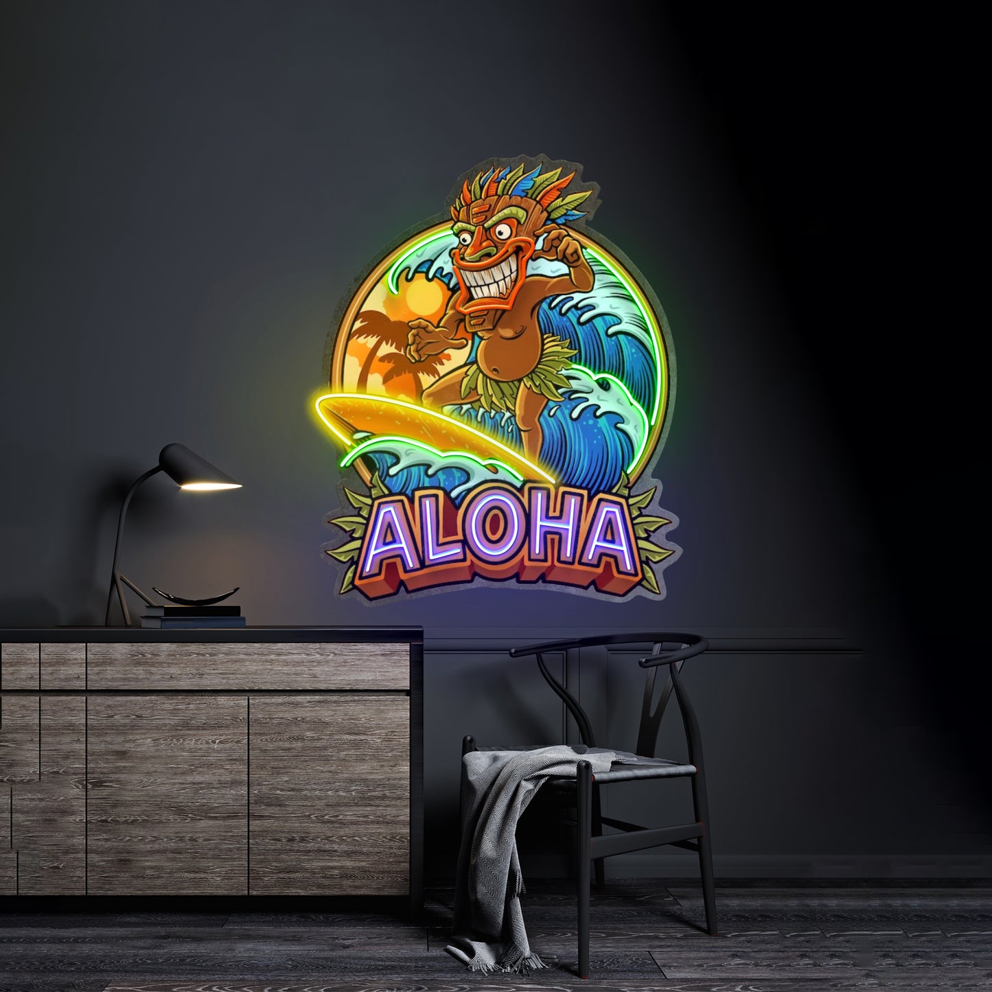 Aloha Tiki Surfing Led Neon Sign Light Custom Led Signs