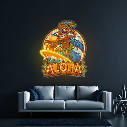 Aloha Tiki Surfing Led Neon Sign Light Custom Led Signs