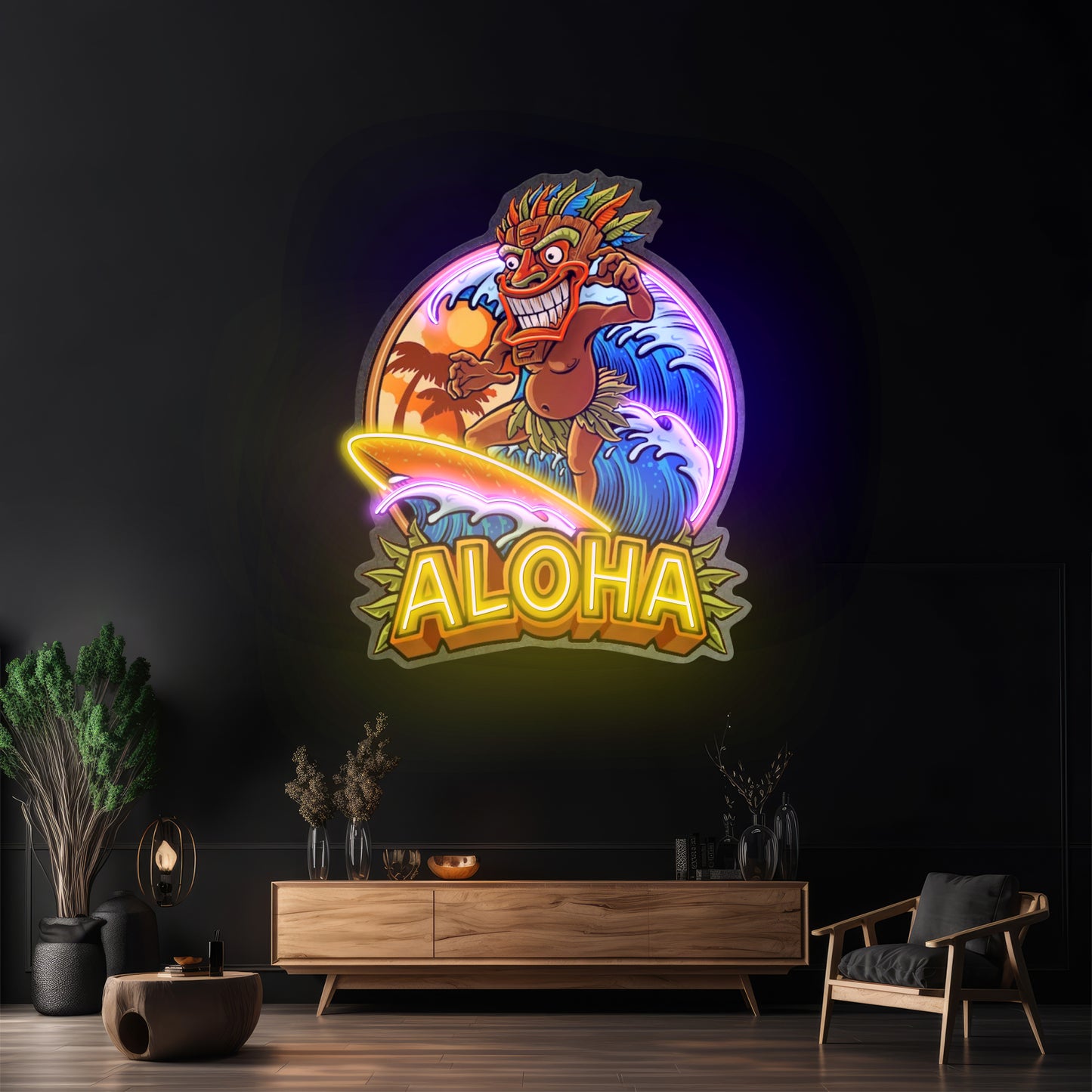 Aloha Tiki Surfing Led Neon Sign Light Custom Led Signs