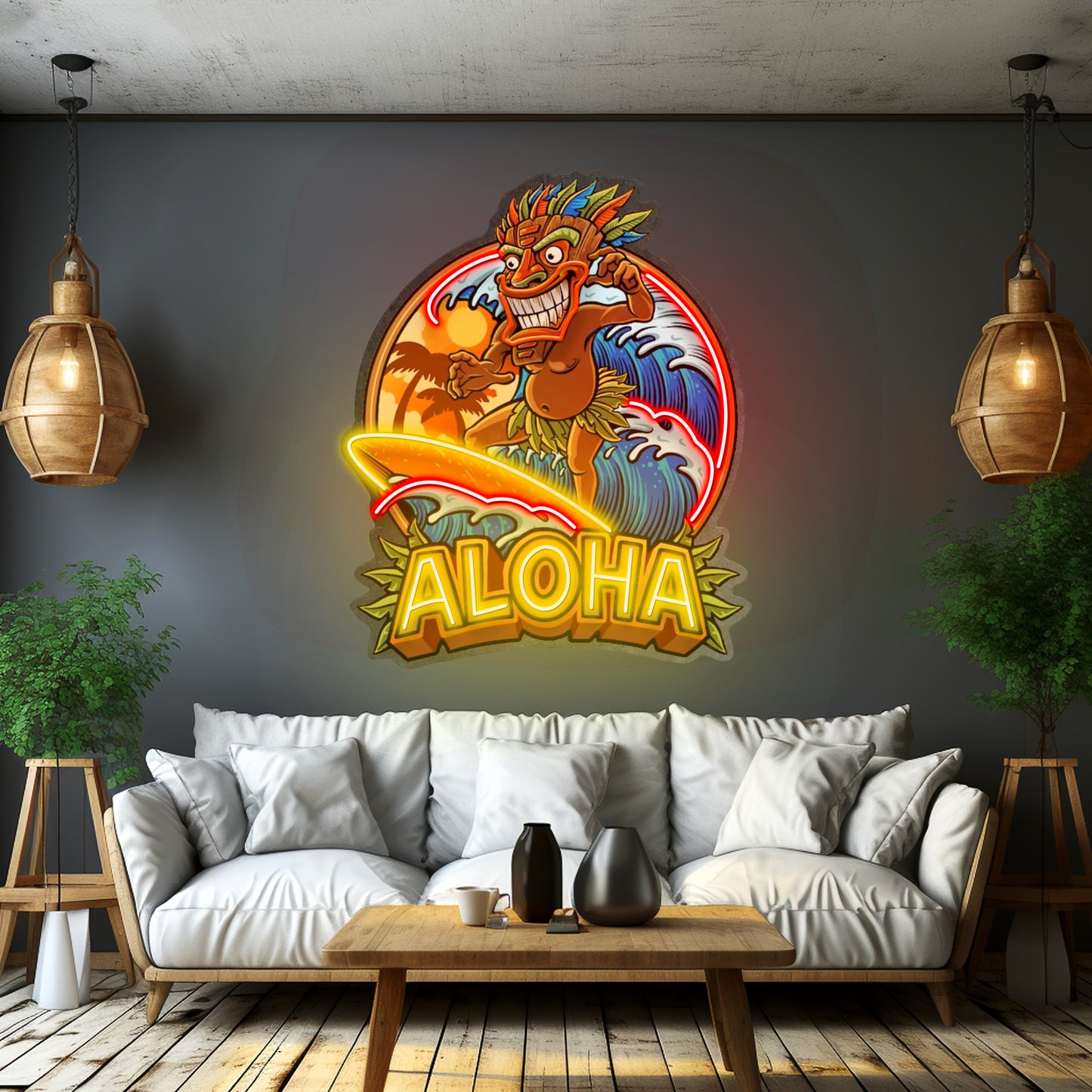 Aloha Tiki Surfing Led Neon Sign Light Custom Led Signs