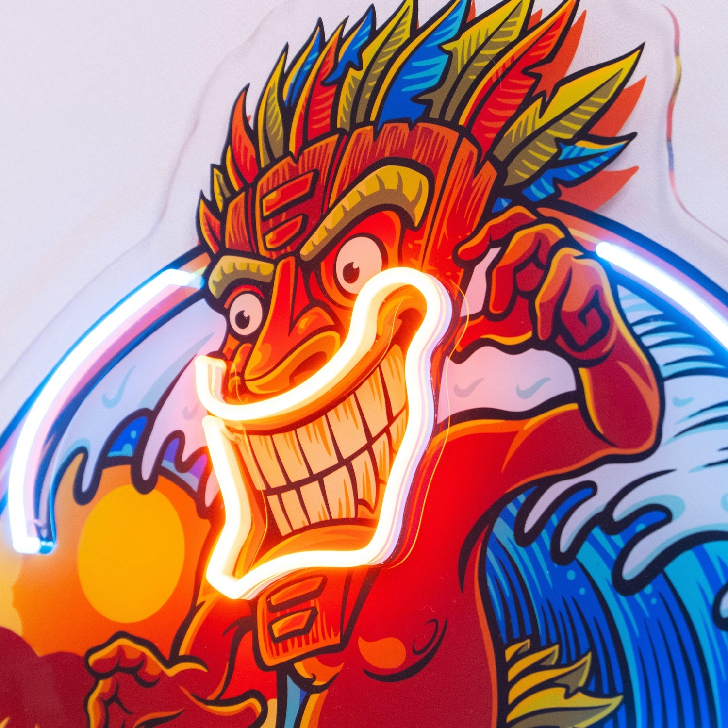 Aloha Tiki Surfing Multicolor Uv Printed Led Neon Sign For Tropical Bar Beach Decor | Shineneon