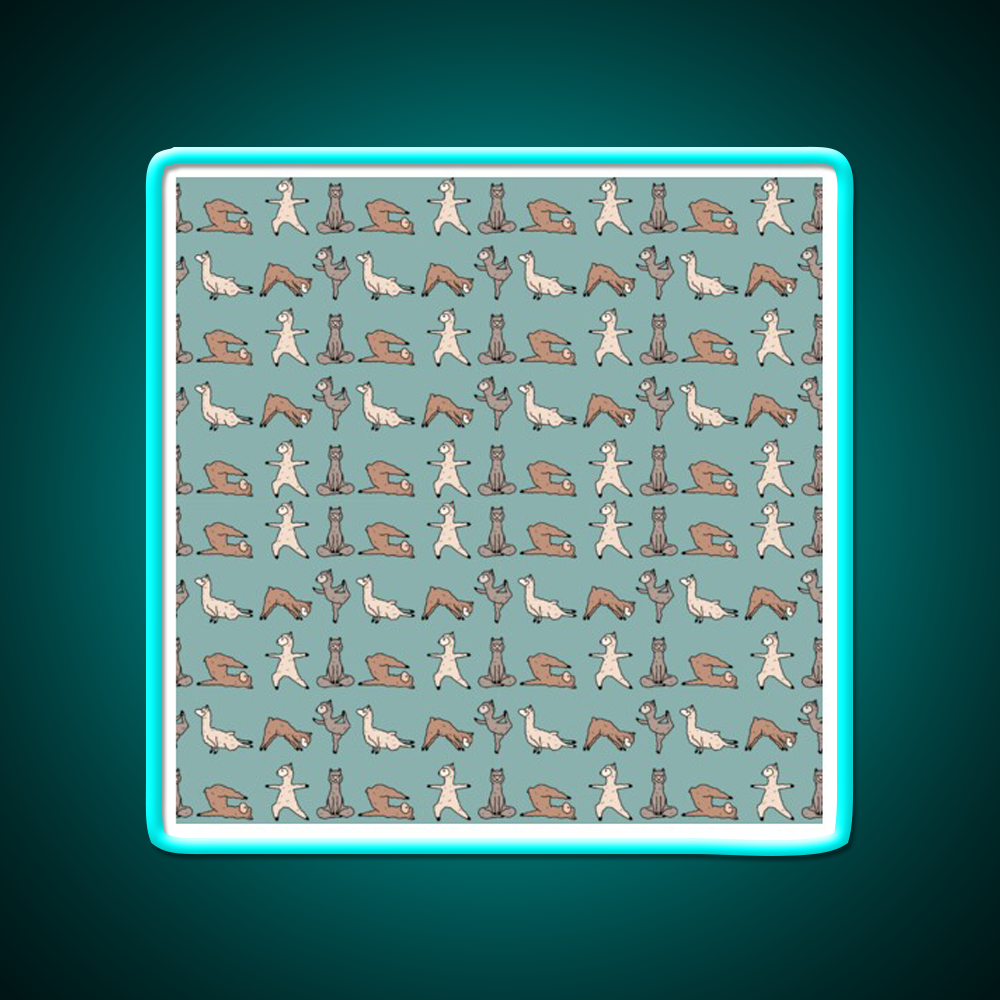 Alpaca Yoga Session Teal Yoga Led Neon Sign For Wellness Space Rgb Color