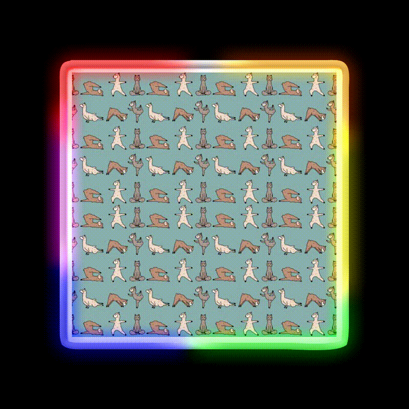 Alpaca Yoga Session Teal Yoga Led Neon Sign For Wellness Space Rgb Color