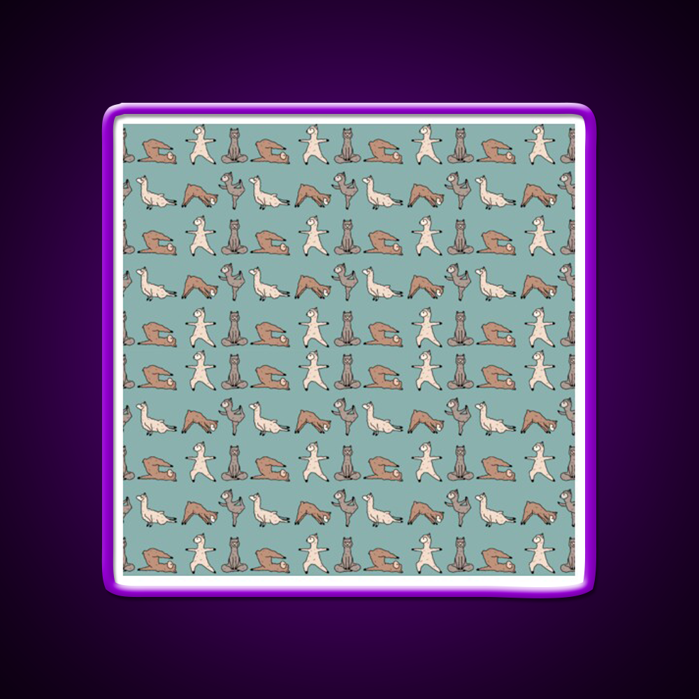 Alpaca Yoga Session Teal Yoga Led Neon Sign For Wellness Space Rgb Color