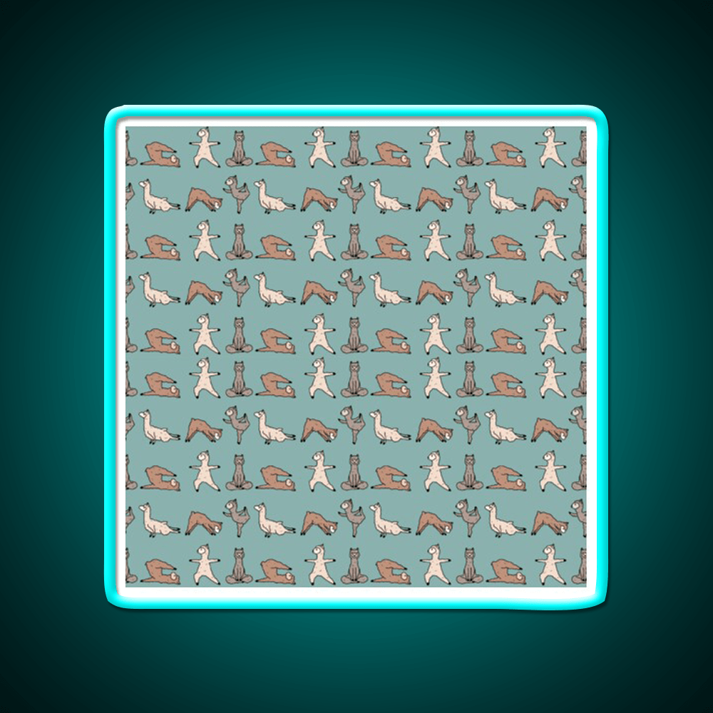 Alpaca Yoga Session Teal Yoga Led Neon Sign For Wellness Space Rgb Color - Shineneon