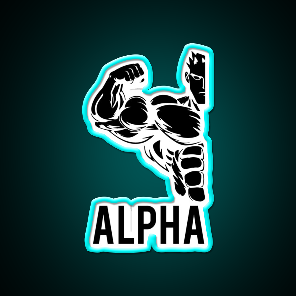 Alpha Fitness Running Muscle Bodybuilding Gym Fitness Led Neon Sign Rgb Color