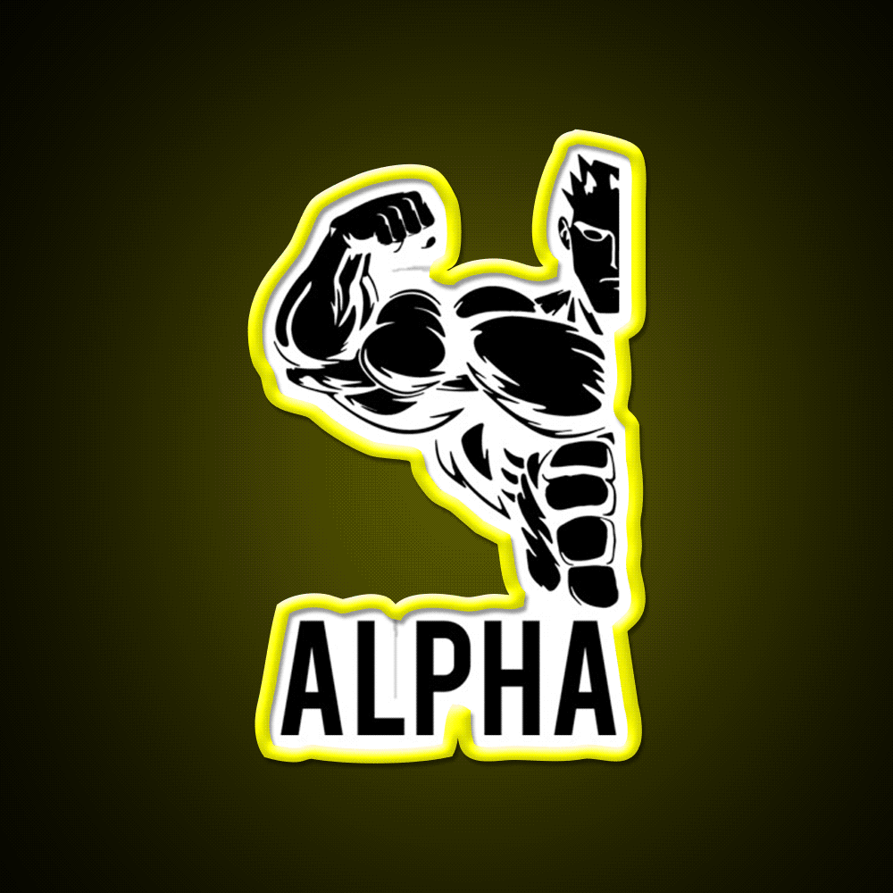 Alpha Fitness Running Muscle Bodybuilding Gym Fitness Led Neon Sign Rgb Color