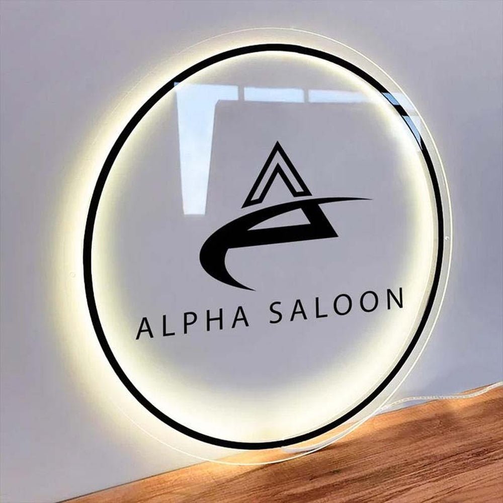 Alpha Saloon Acrylic Business Logo Sign - Shineneon