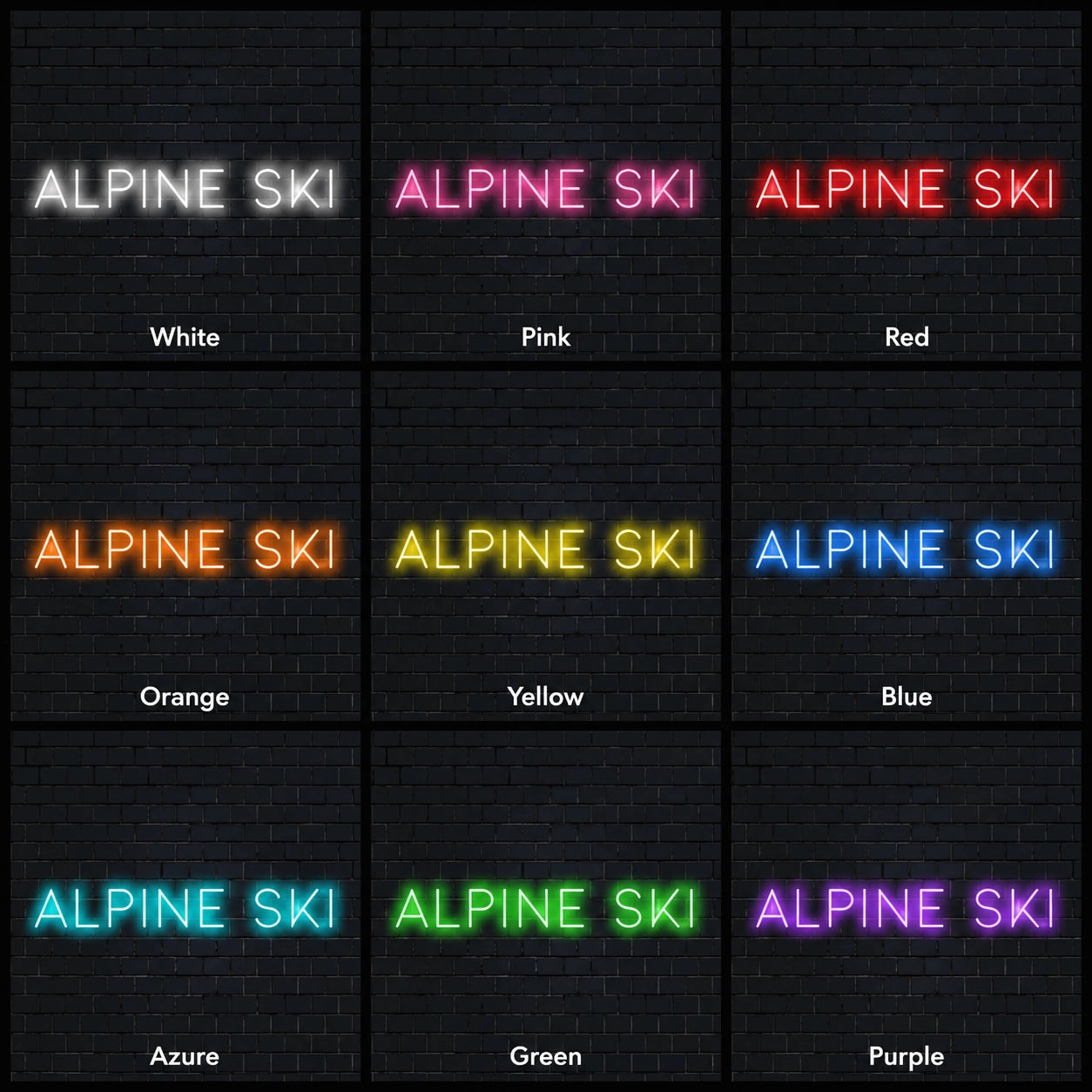 Alpine Ski LED Neon Sign day and night comparison