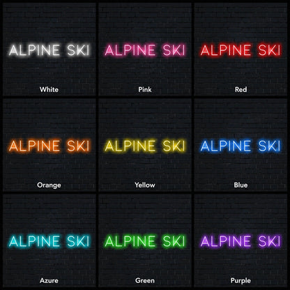 Alpine Ski LED Neon Sign day and night comparison