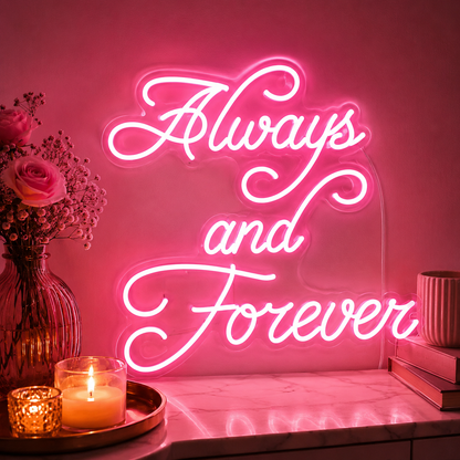 Always And Forever LED Neon Sign Bedroom Wall Art - 03 Real Lifestyle Scene