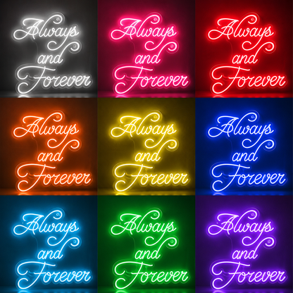 Always And Forever LED Neon Sign Bedroom Wall Art - 06 Day Night Comparison