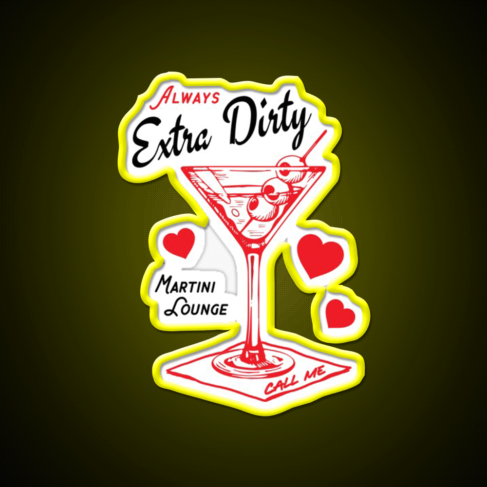 Always Extra Dirty Retro Martini Lounge Cocktail Man Cave Bar Led Neon Sign Rgb Color