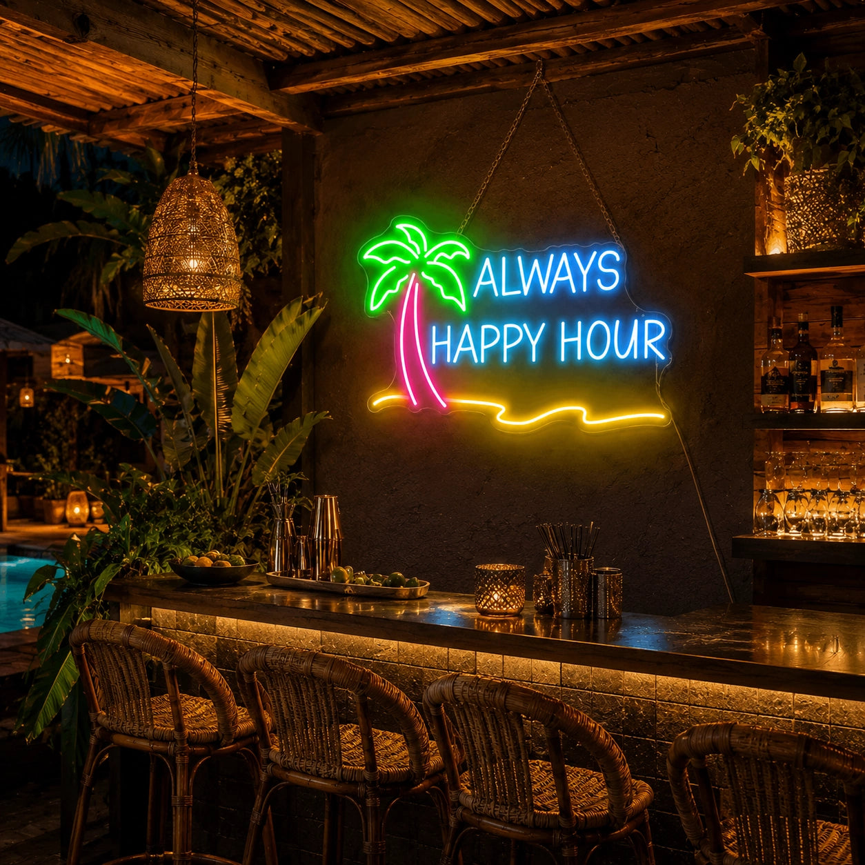 Always Happy Hour LED Neon Sign - 02 High-Converting Product Image
