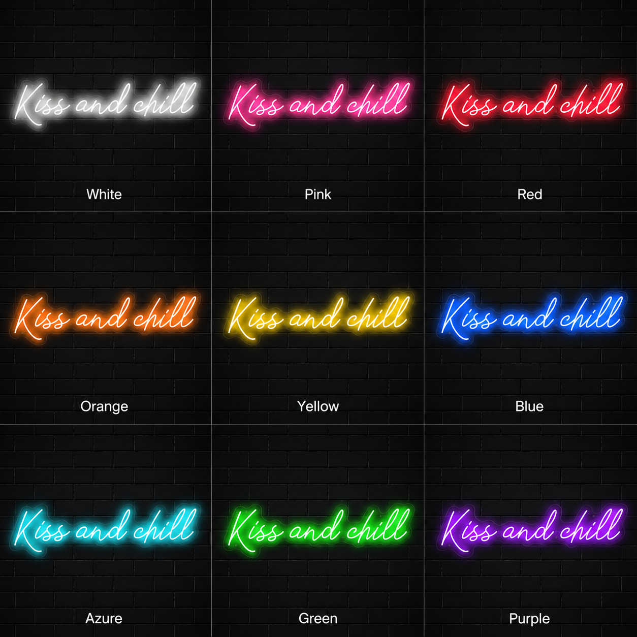 Always Kiss Me Goodnight Dorm Room Decor LED Neon Sign - 05 Color Grid