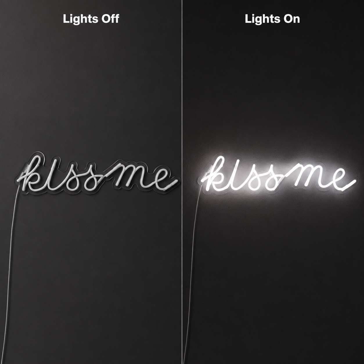 Always Kiss Me Goodnight Handwritten Decor Sign LED Neon Sign - 06 Day Night Comparison