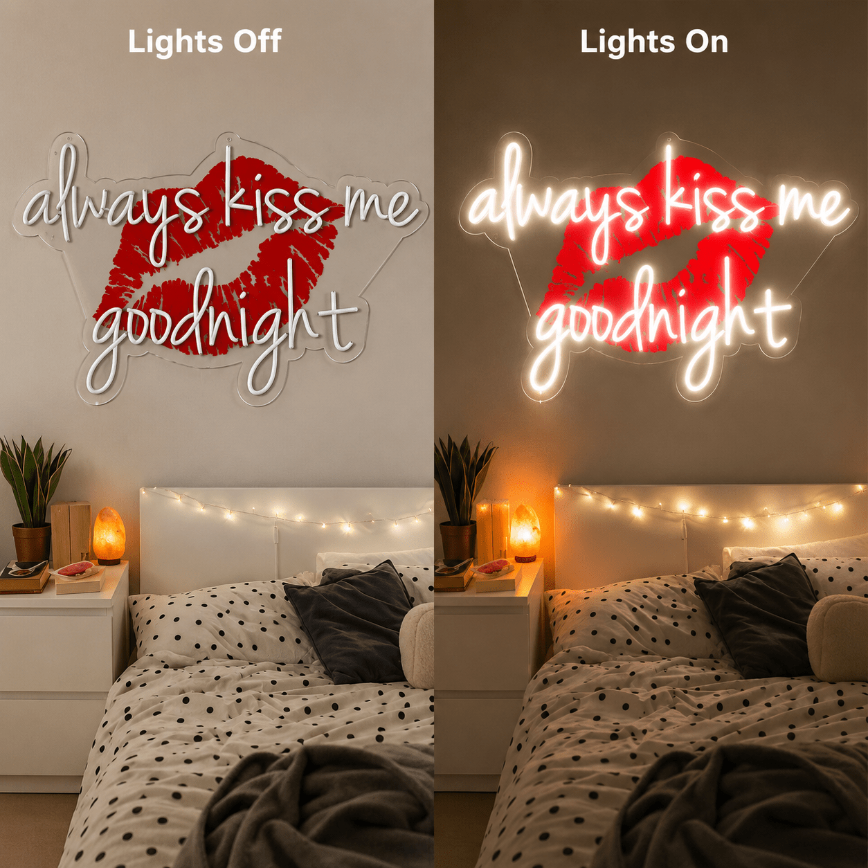 Always Kiss Me Goodnight LED Neon Sign Bedroom Decor - Shineneon