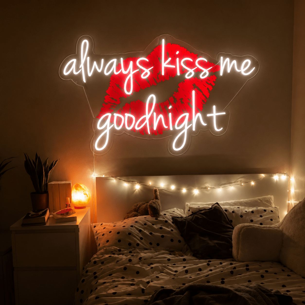 Always Kiss Me Goodnight LED Neon Sign Bedroom Decor - Shineneon
