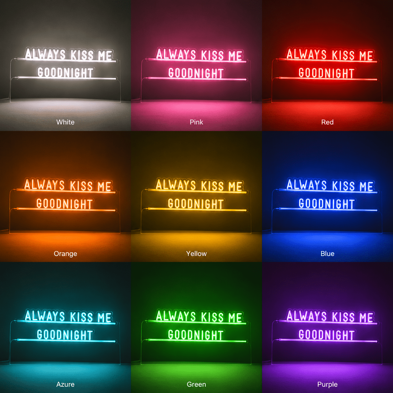Always Kiss Me Goodnight LED Neon Sign Home Wall Art - Shineneon